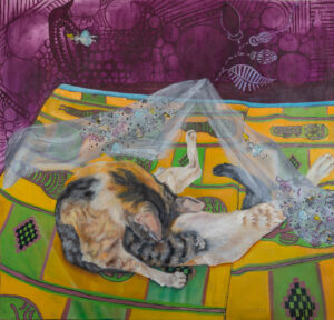 Tanzanijská kočka, olej na plátně, 200x195cm, 2018 - Tereza Zichová